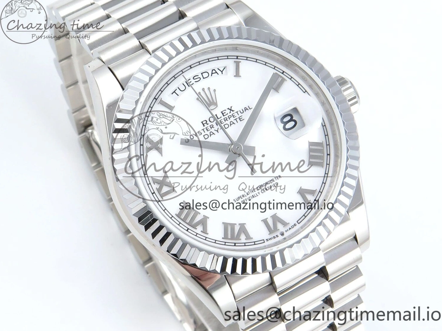 0517 Unique Day Date 36 SS 128236 KF 1:1 Best Edition White Roman Dial on President Bracelet A2836 (Gain Weight) 498